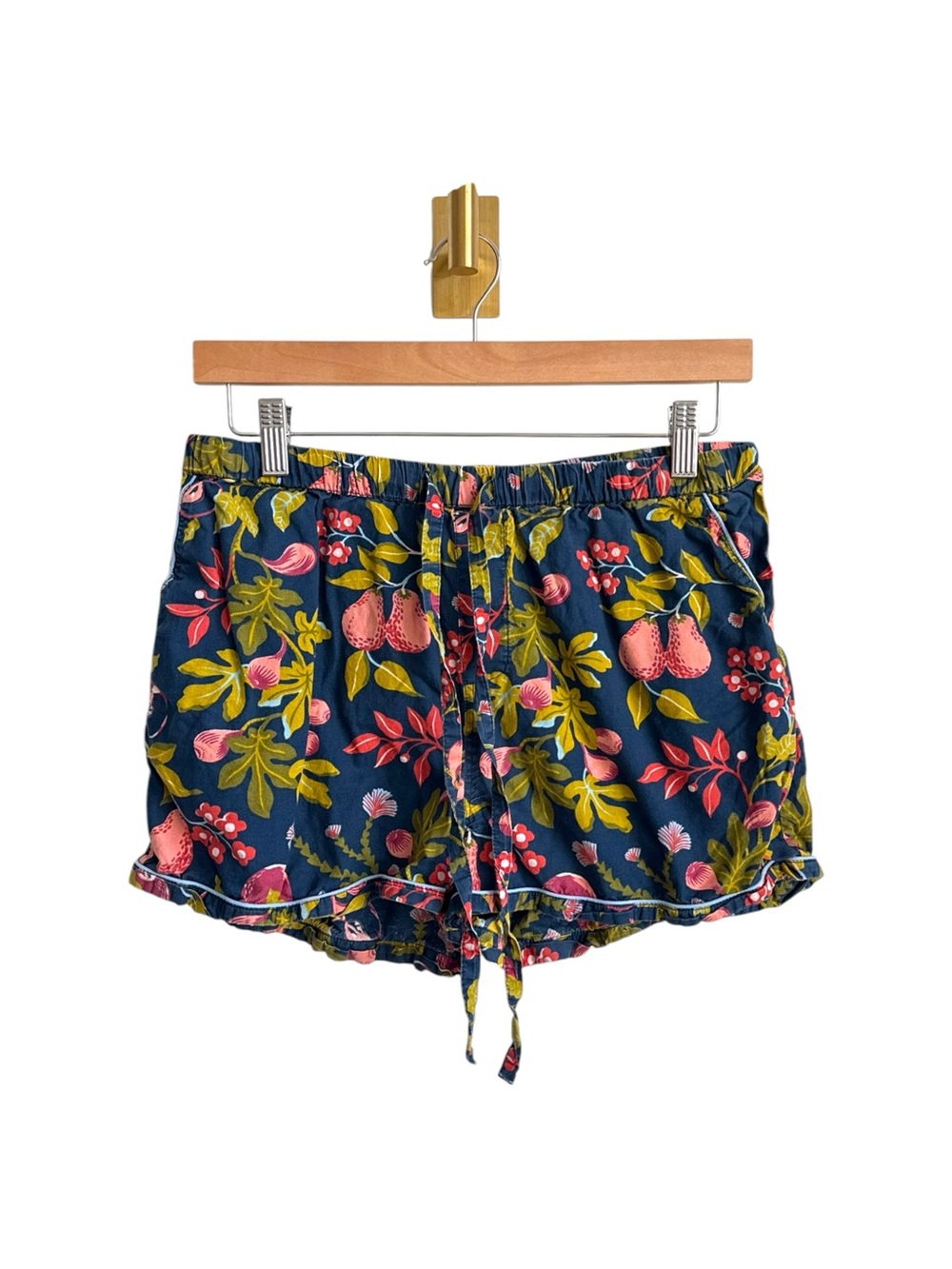Printfresh Botanical Pear Print Cotton Pajama Shorts Navy Women's Medium